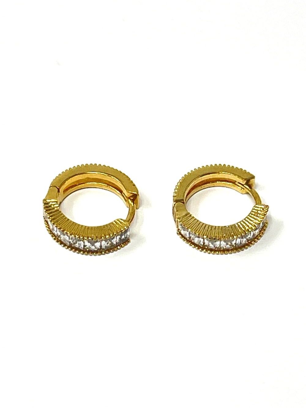 New Anthropologie Crystal Hoop Gold Earrings